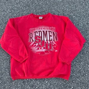 Vintage 90s SJU St. Johns Redmen University Crewneck Sweatshirt Sz XL